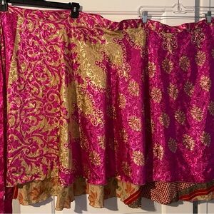 Darn Good Yarn (DGY) sari silk wrap style two layer skirt - Size for 14-32